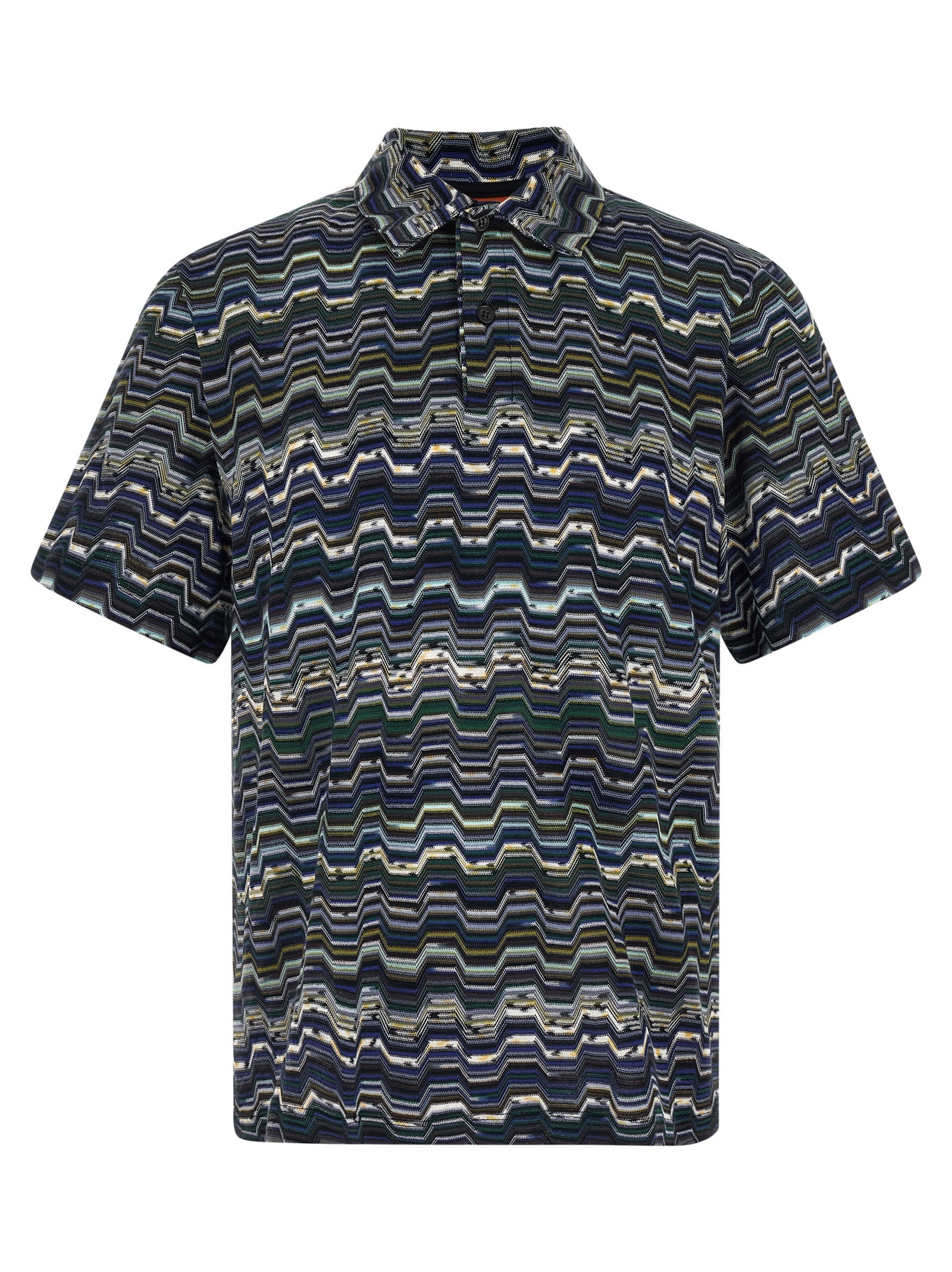 Polo Shirt by Missoni for men in cotton blue, patterned & jacquard presents a distinguished silhouette, showcasing a sophisticated and distinguished short-sleeve for a truly distinguished finish.