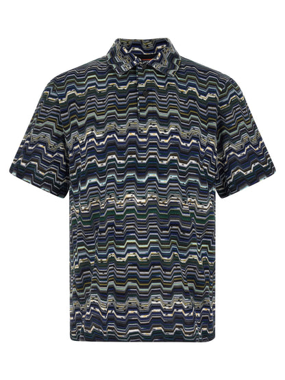 Polo Shirt by Missoni for men in cotton blue, patterned & jacquard presents a distinguished silhouette, showcasing a sophisticated and distinguished short-sleeve for a truly distinguished finish.
