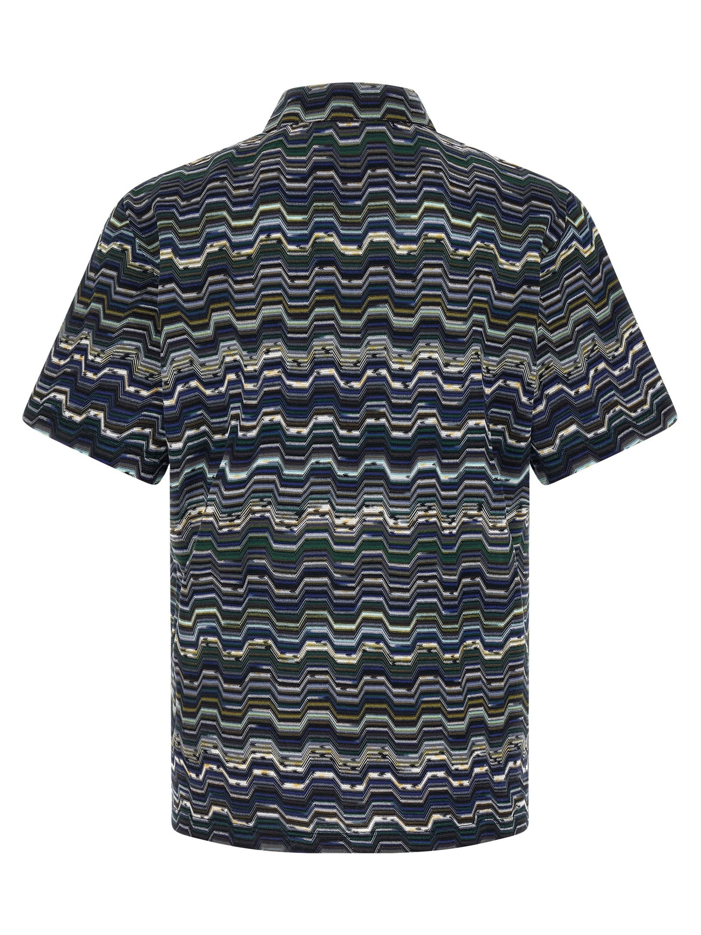 Polo Shirt by Missoni for men in cotton blue, patterned & jacquard features a eye catching silhouette, showcasing a refined and for a eye catching finish.