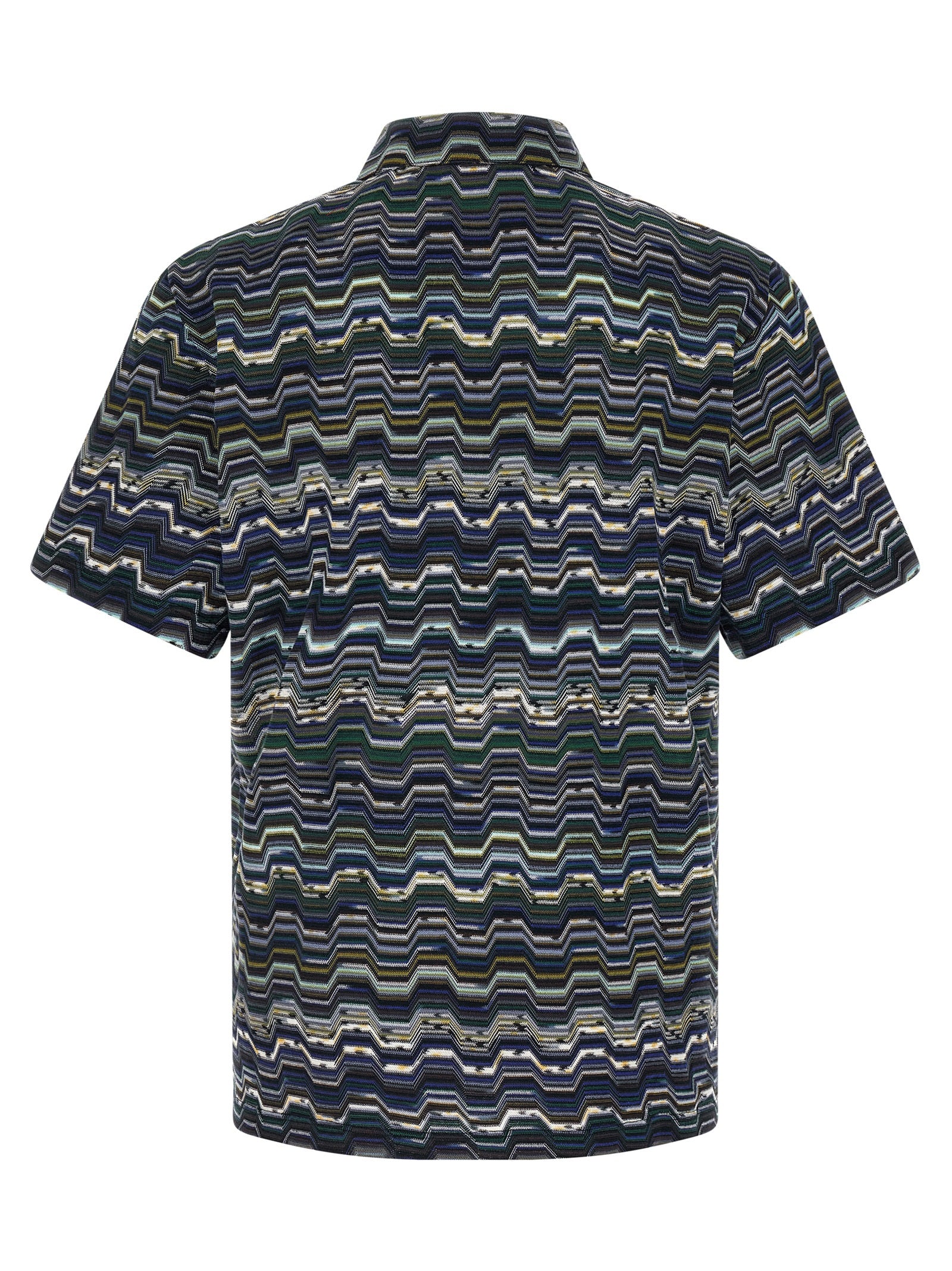 Polo Shirt by Missoni for men in cotton blue, patterned & jacquard features a eye catching silhouette, showcasing a refined and for a eye catching finish.