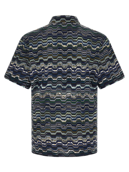 Polo Shirt by Missoni for men in cotton blue, patterned & jacquard features a eye catching silhouette, showcasing a refined and for a eye catching finish.