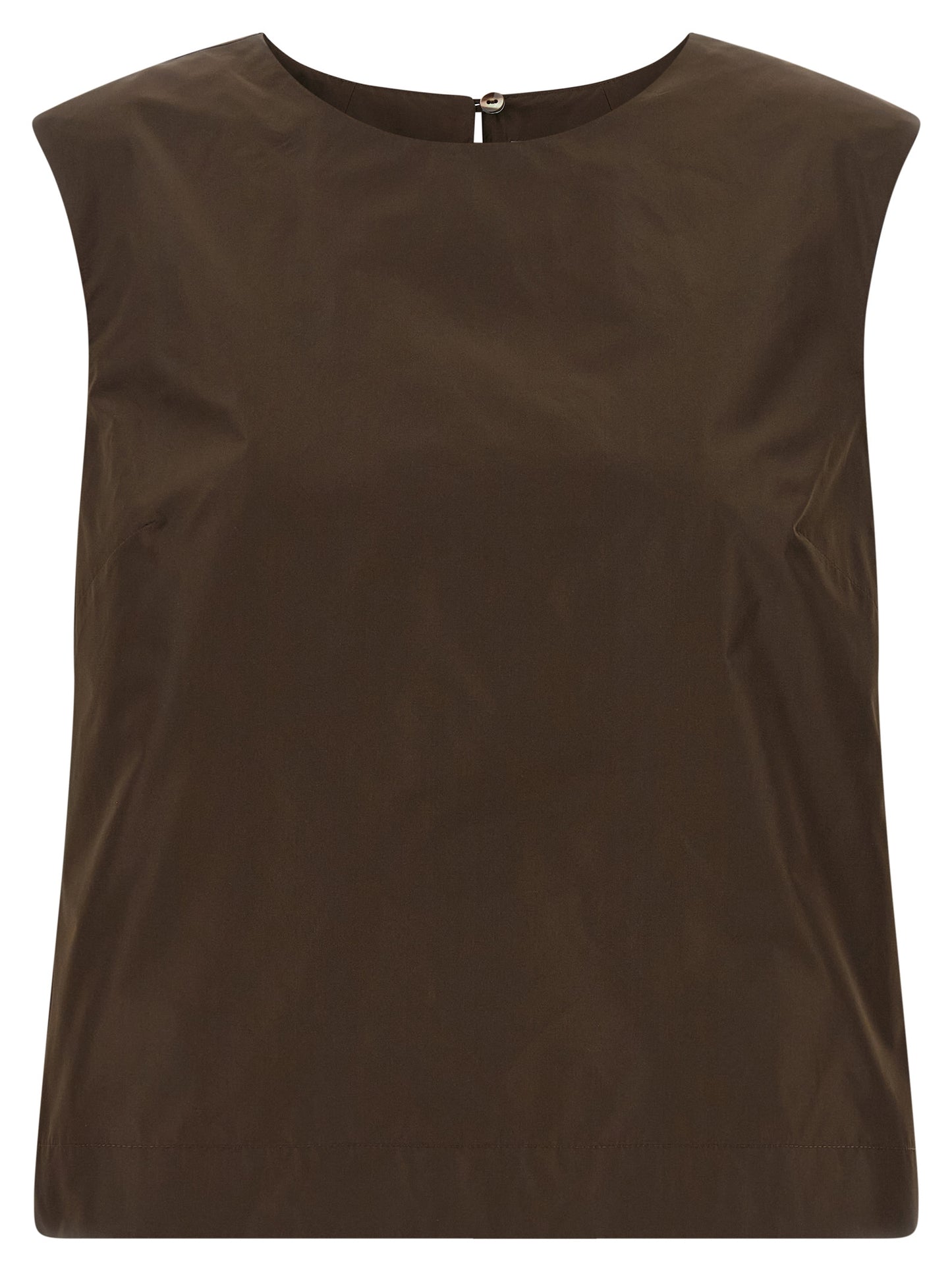 Shirt by P.A.R.O.S.H. for women in polyester brown features an architectural silhouette with a refined and elegant round neckline for a architectural look.
