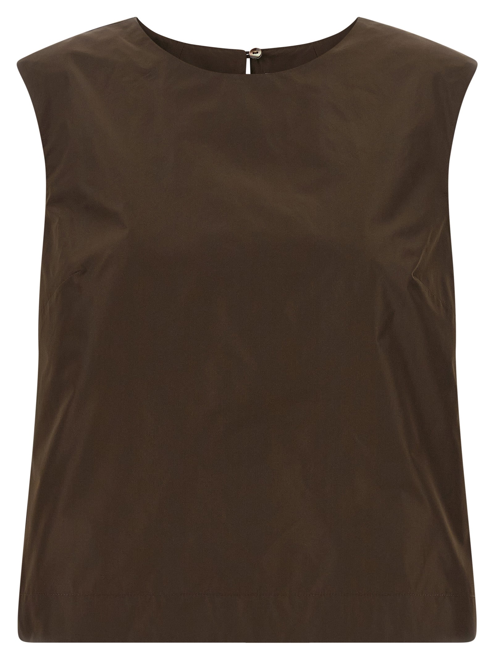 Shirt by P.A.R.O.S.H. for women in polyester brown features an architectural silhouette with a refined and elegant round neckline for a architectural look.