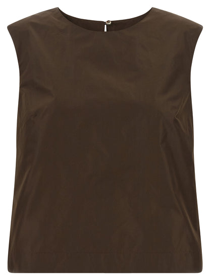 Shirt by P.A.R.O.S.H. for women in polyester brown features an architectural silhouette with a refined and elegant round neckline for a architectural look.