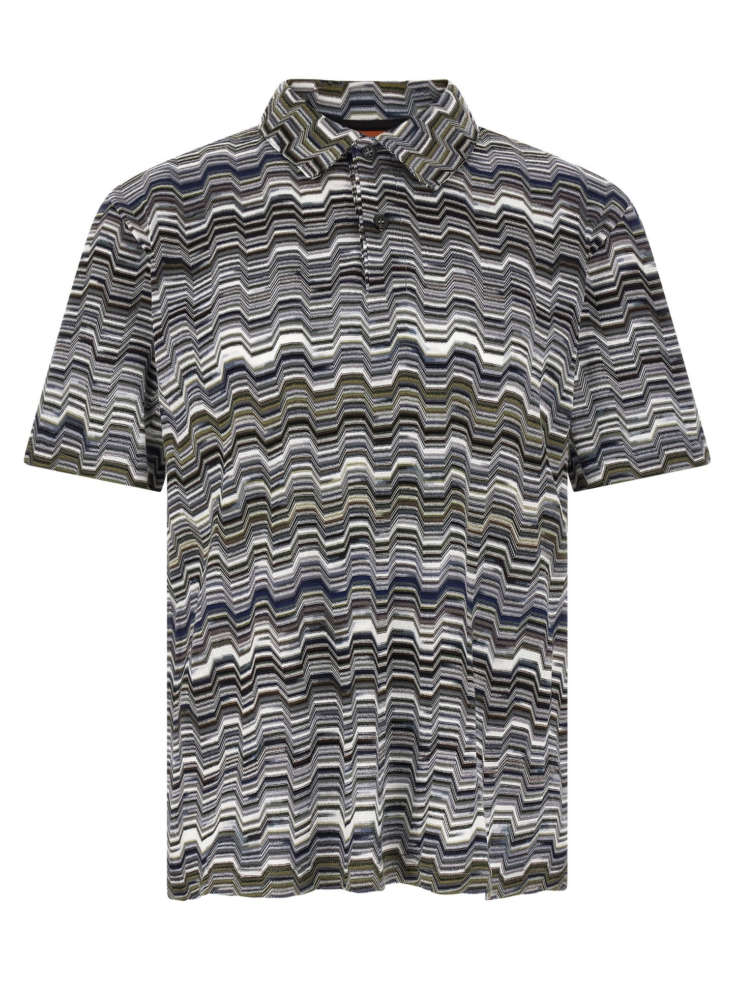 Polo Shirt by Missoni for men in cotton bicolour, green, patterned & jacquard presents a sleek silhouette, featuring a refined and short-sleeve for a sleek finish.