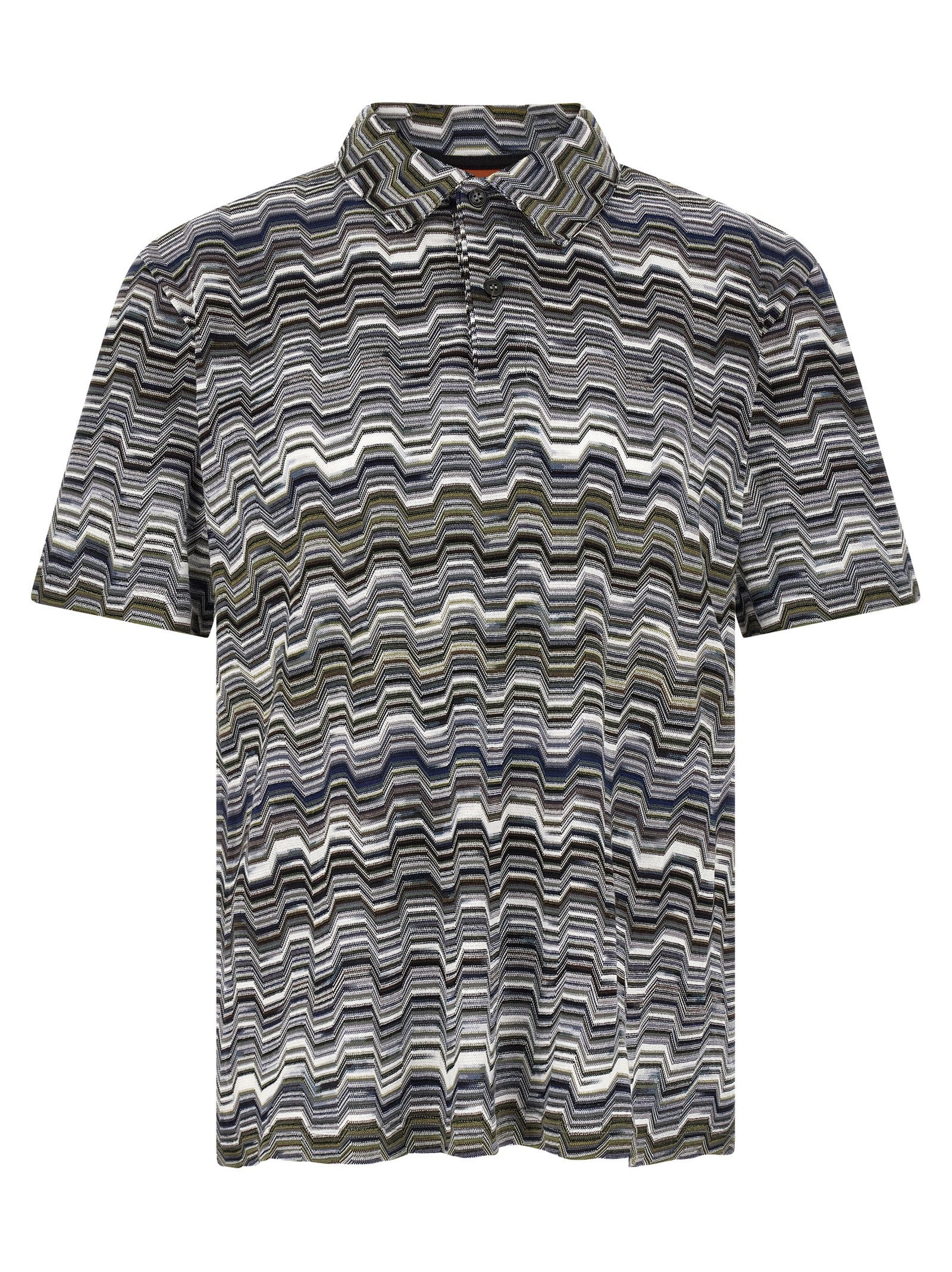 Polo Shirt by Missoni for men in cotton bicolour, green, patterned & jacquard presents a sleek silhouette, featuring a refined and short-sleeve for a sleek finish.