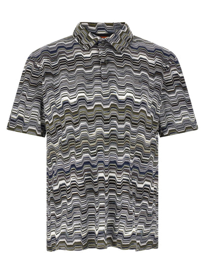 Polo Shirt by Missoni for men in cotton bicolour, green, patterned & jacquard presents a sleek silhouette, featuring a refined and short-sleeve for a sleek finish.