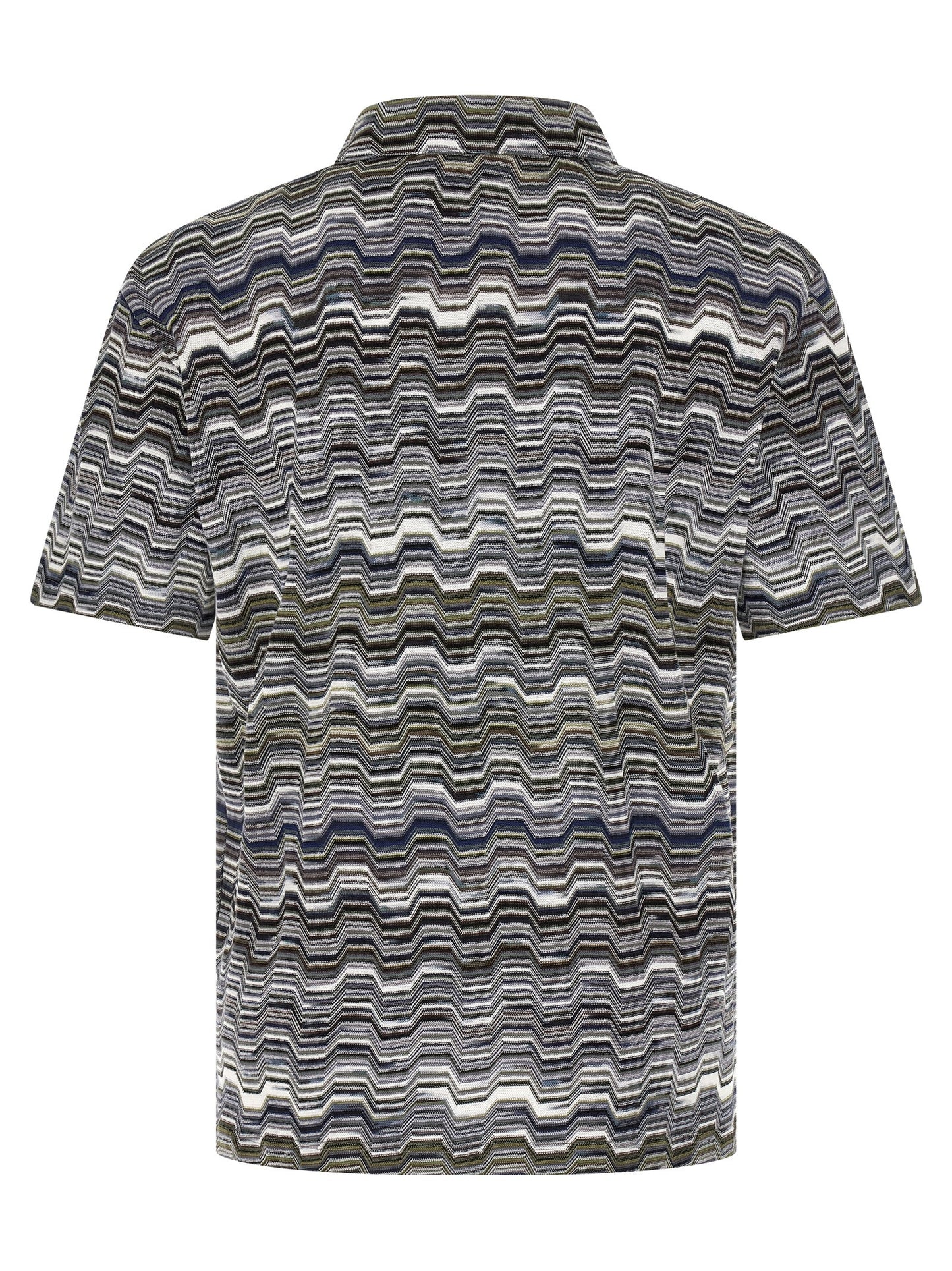 Polo Shirt by Missoni for men in cotton bicolour, green, patterned & jacquard showcases a sharp silhouette, detailed with a refined and sharp for a sophisticated finish.