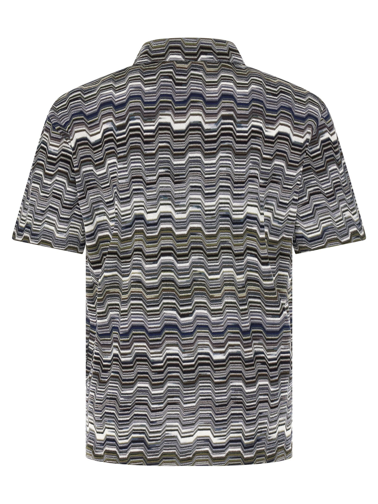 Polo Shirt by Missoni for men in cotton bicolour, green, patterned & jacquard showcases a sharp silhouette, detailed with a refined and sharp for a sophisticated finish.