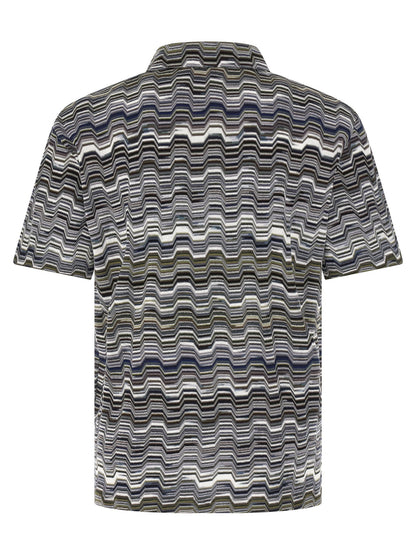Polo Shirt by Missoni for men in cotton bicolour, green, patterned & jacquard showcases a sharp silhouette, detailed with a refined and sharp for a sophisticated finish.