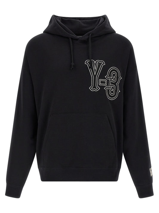 Sweatshirt Hoodie by Y-3 for men in cotton black features a edgy silhouette, detailed with a edgy hooded neckline and long-sleeve for a refined finish.