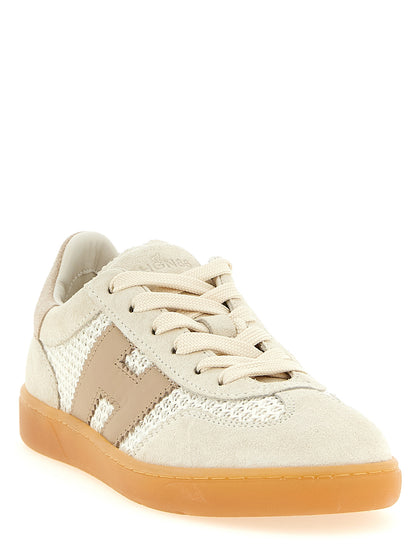 Sneakers by Hogan for women in suede calf leather & cotton beige presents a on trend silhouette from the Women's Low Top Suede Calf Leather & Cotton Sneakers collection, showcasing a on trend low-top style for an elevated aesthetic.