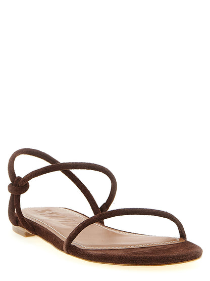 Flat Sandals by Staud for women in bos taurus suede cowhide leather brown features an statuesque Laurel Women's Bos Taurus Suede Cowhide Leather Flat Sandals silhouette with a refined flat and elegant .