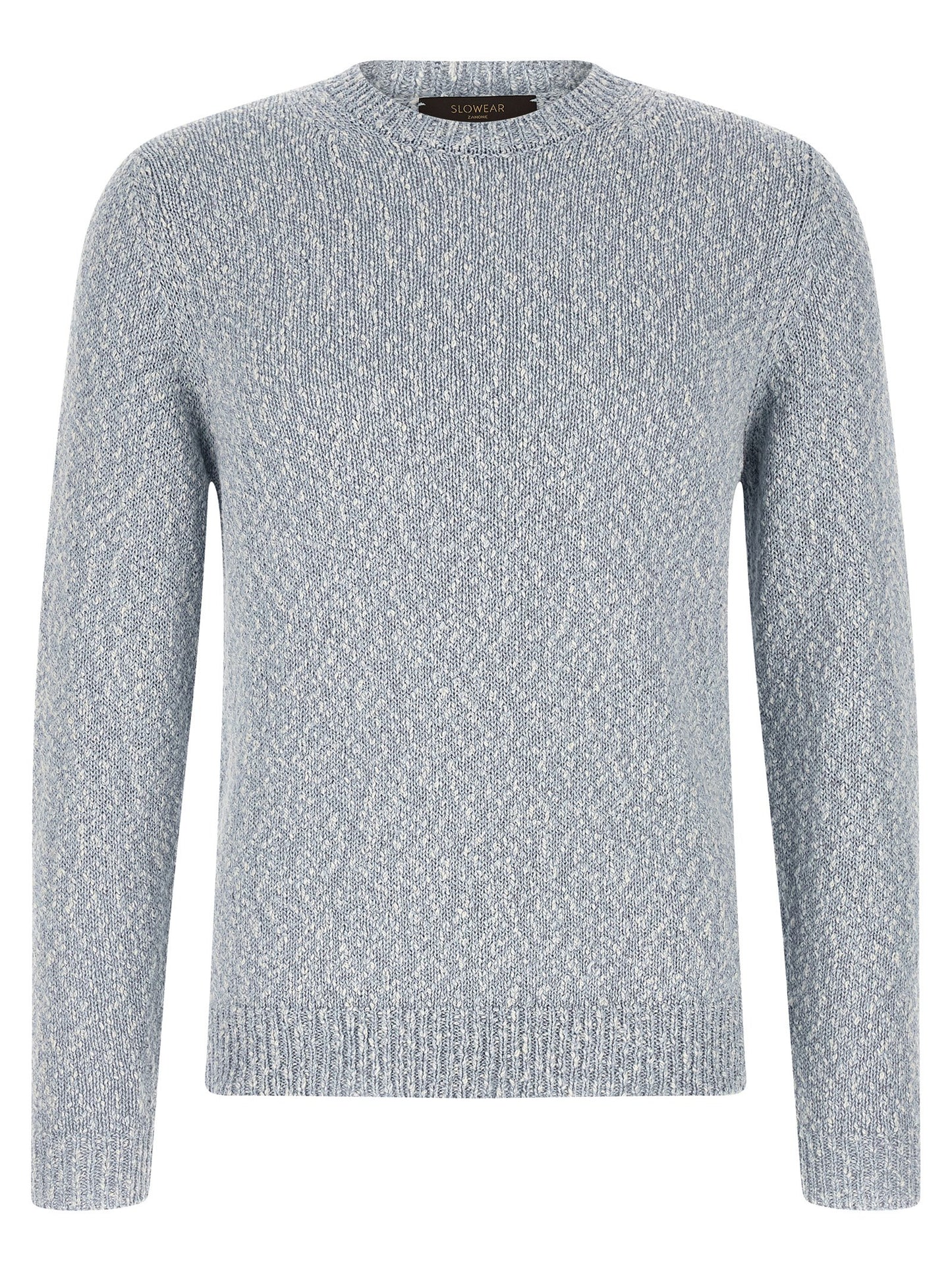 Cardigan by ZANONE for men in cotton light-blue features a dramatic silhouette, showcasing a sophisticated crew neckline and dramatic detail for a timeless, premium look.