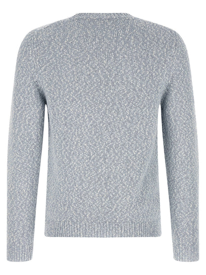 Cardigan by ZANONE for men in cotton light-blue features an impeccable silhouette, showcasing a sophisticated crew neckline and detail for a truly impeccable finish.
