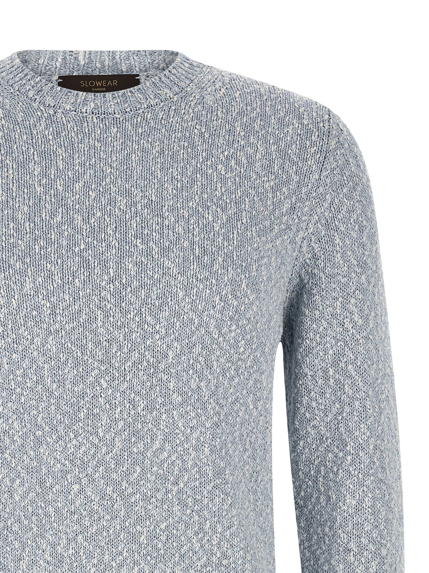 Cardigan by ZANONE for men in cotton light-blue showcases a luxurious silhouette, meticulously detailed with a sophisticated crew neckline and for a refined finish.