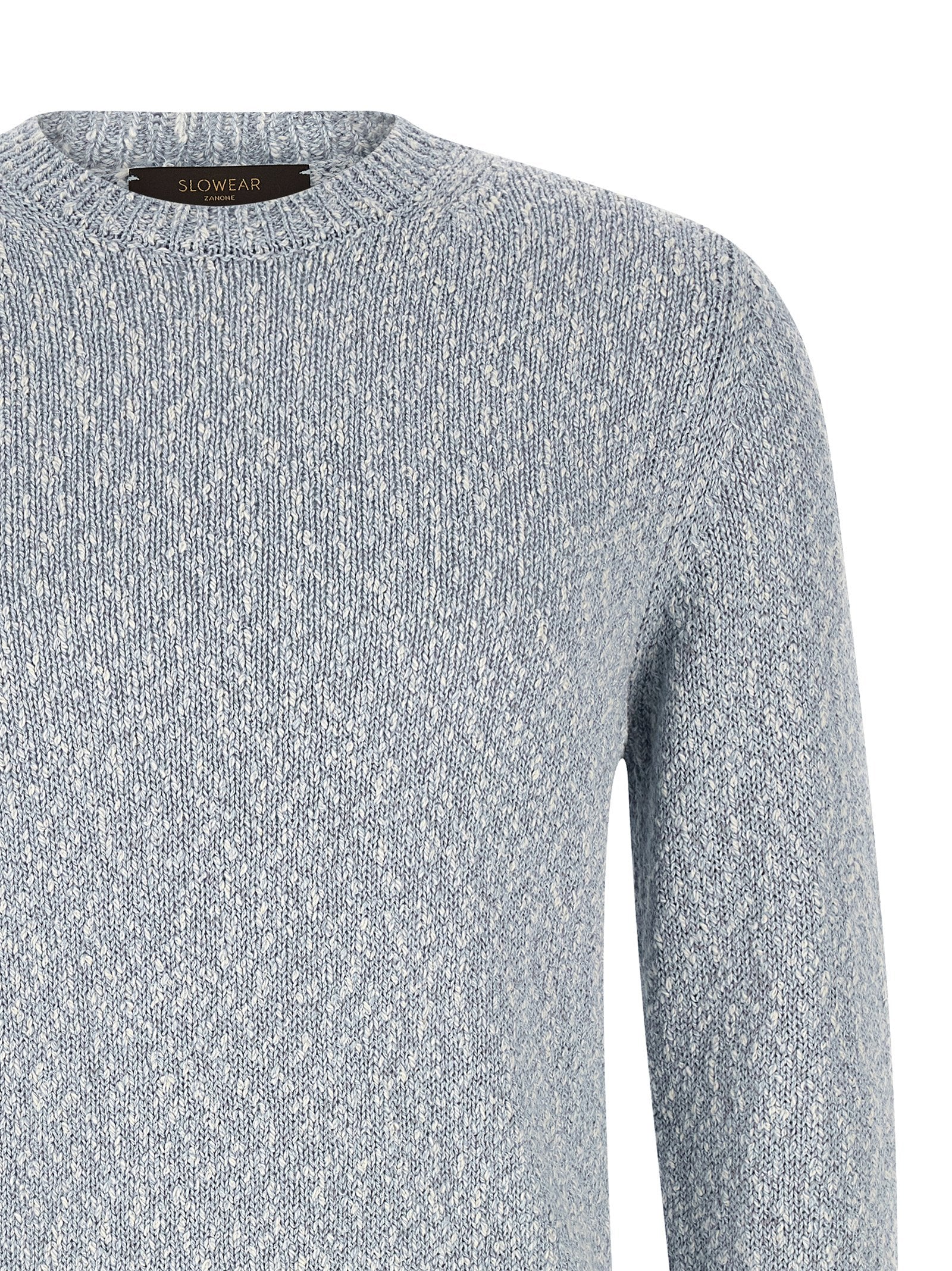 Cardigan by ZANONE for men in cotton light-blue showcases a luxurious silhouette, meticulously detailed with a sophisticated crew neckline and for a refined finish.