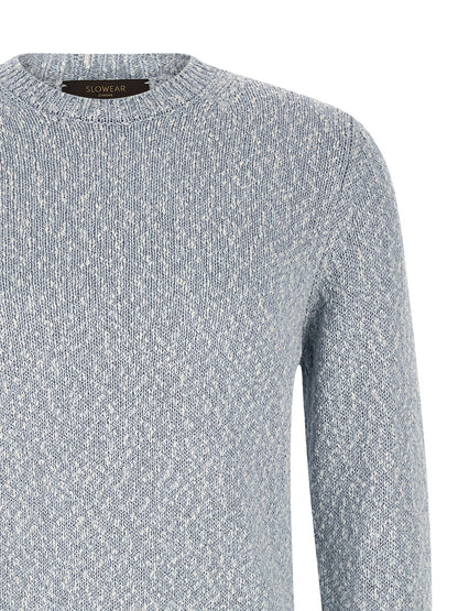 Cardigan by ZANONE for men in cotton light-blue showcases a luxurious silhouette, meticulously detailed with a sophisticated crew neckline and for a refined finish.