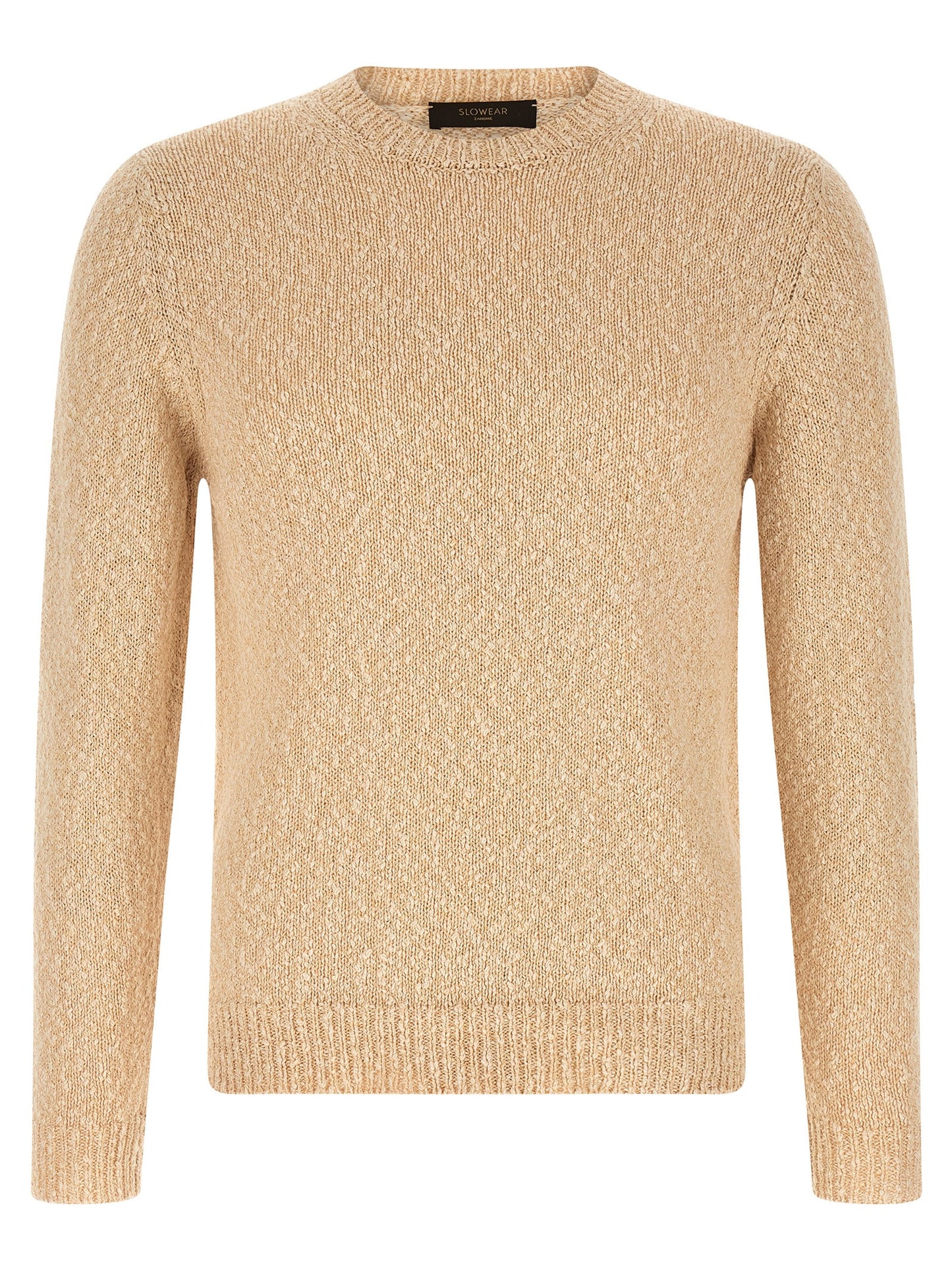 Cardigan by ZANONE for men in cotton beige presents a textural silhouette, artfully finished with a textural crew neckline and for a sophisticated, textural look.