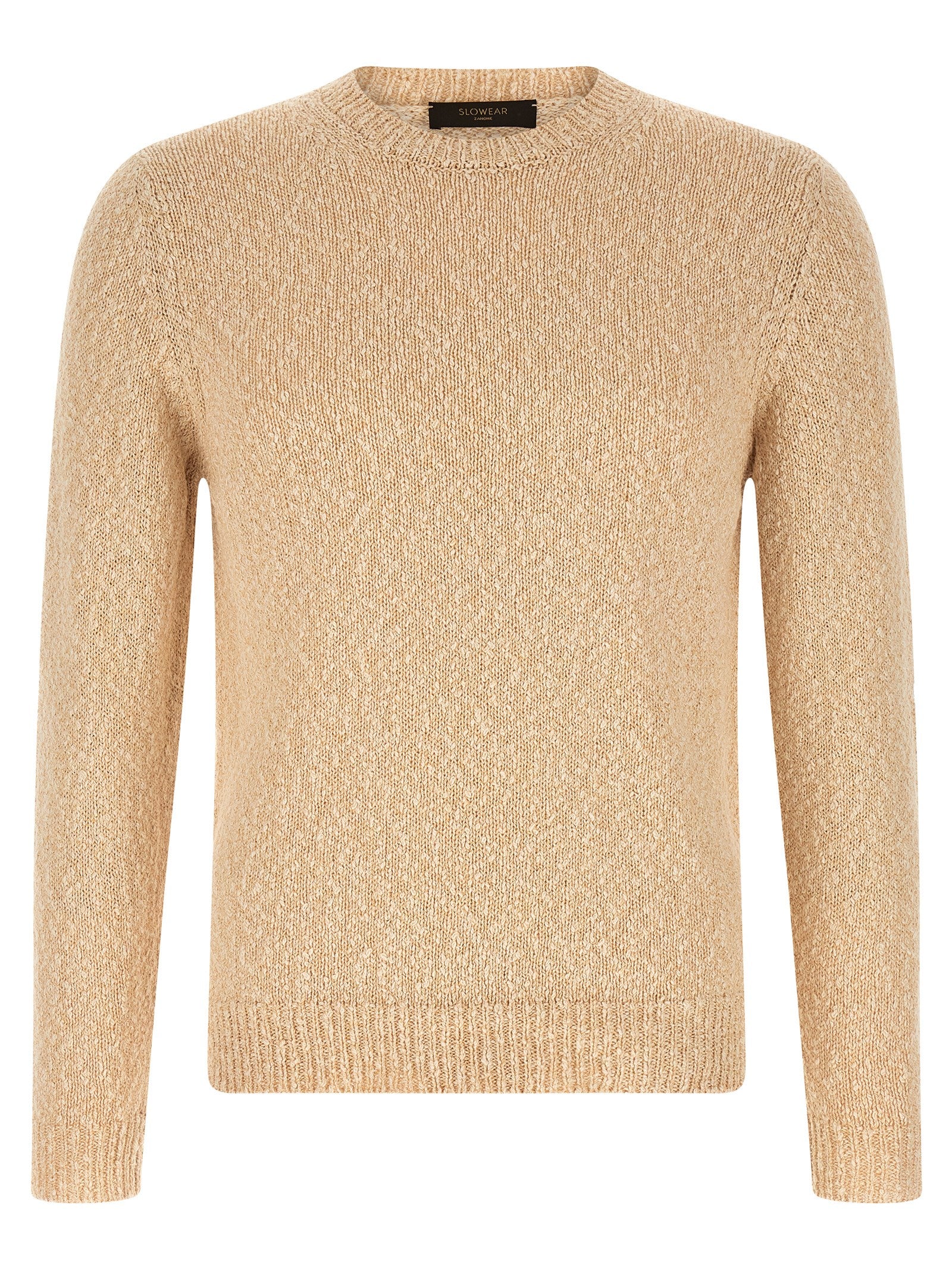 Cardigan by ZANONE for men in cotton beige presents a textural silhouette, artfully finished with a textural crew neckline and for a sophisticated, textural look.