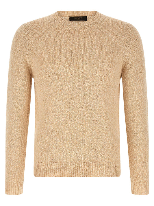Cardigan by ZANONE for men in cotton beige presents a textural silhouette, artfully finished with a textural crew neckline and for a sophisticated, textural look.