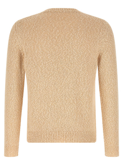 Cardigan by ZANONE for men in cotton beige showcases a captivating silhouette, artfully detailed with a captivating and crew neckline for a truly sophisticated captivating look.