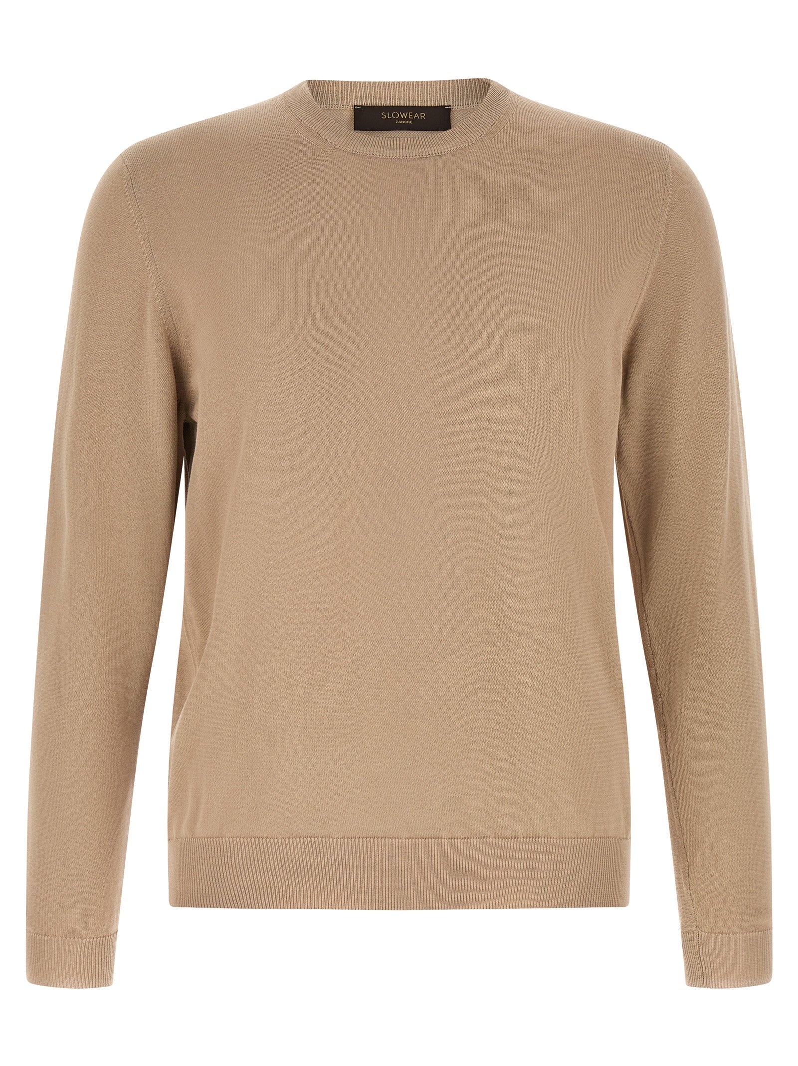 Cardigan by ZANONE for men in cotton beige features a dramatic silhouette, showcasing a sophisticated and dramatic detail for a timeless, premium look.