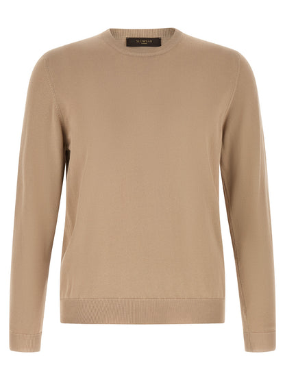 Cardigan by ZANONE for men in cotton beige features a dramatic silhouette, showcasing a sophisticated and dramatic detail for a timeless, premium look.