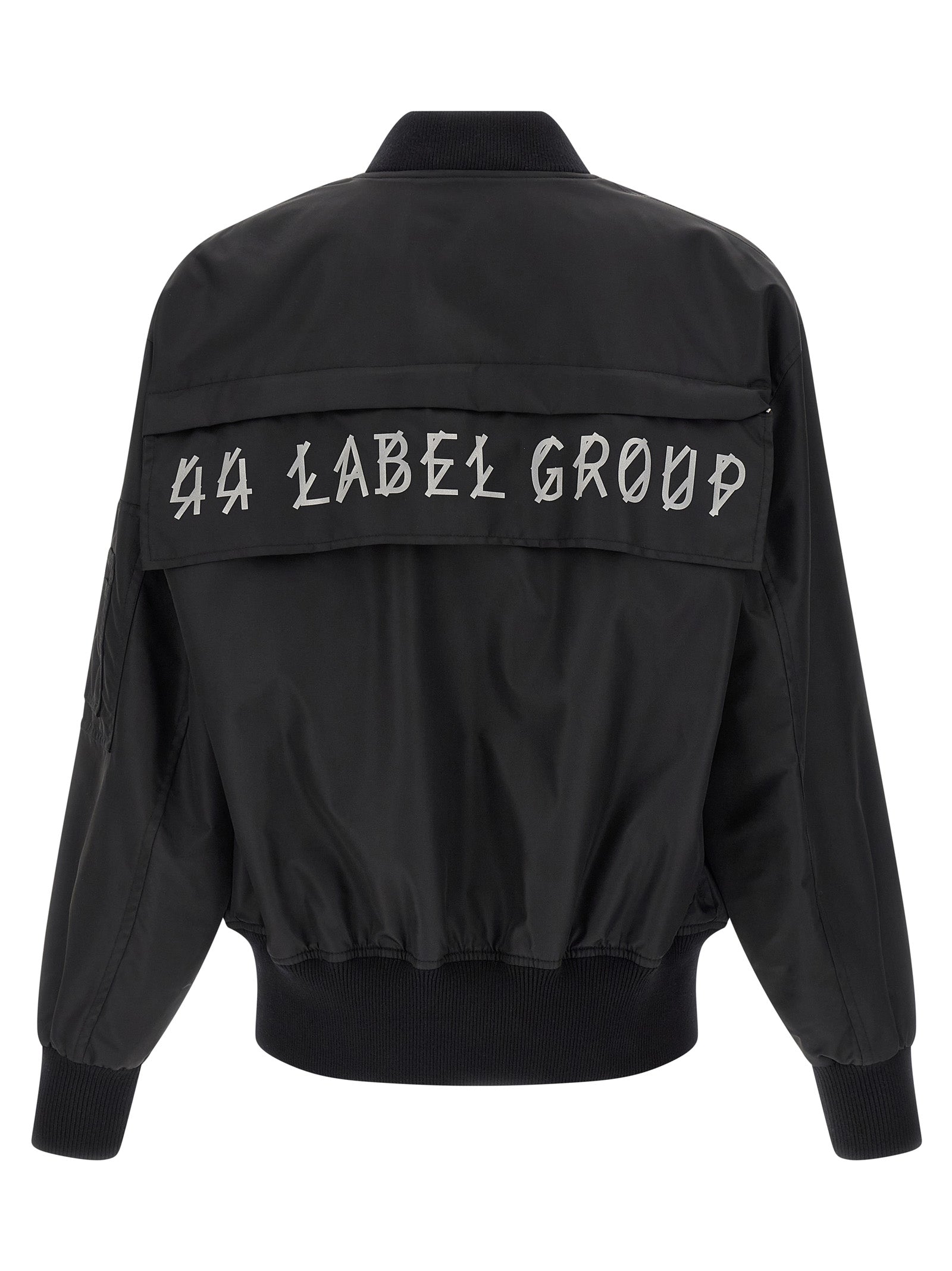 Bomber Jacket by 44 Label Group for men in polyamide satin black & print features an contemporary silhouette, showcasing a sophisticated high-neck neckline and contemporary for a truly refined look.