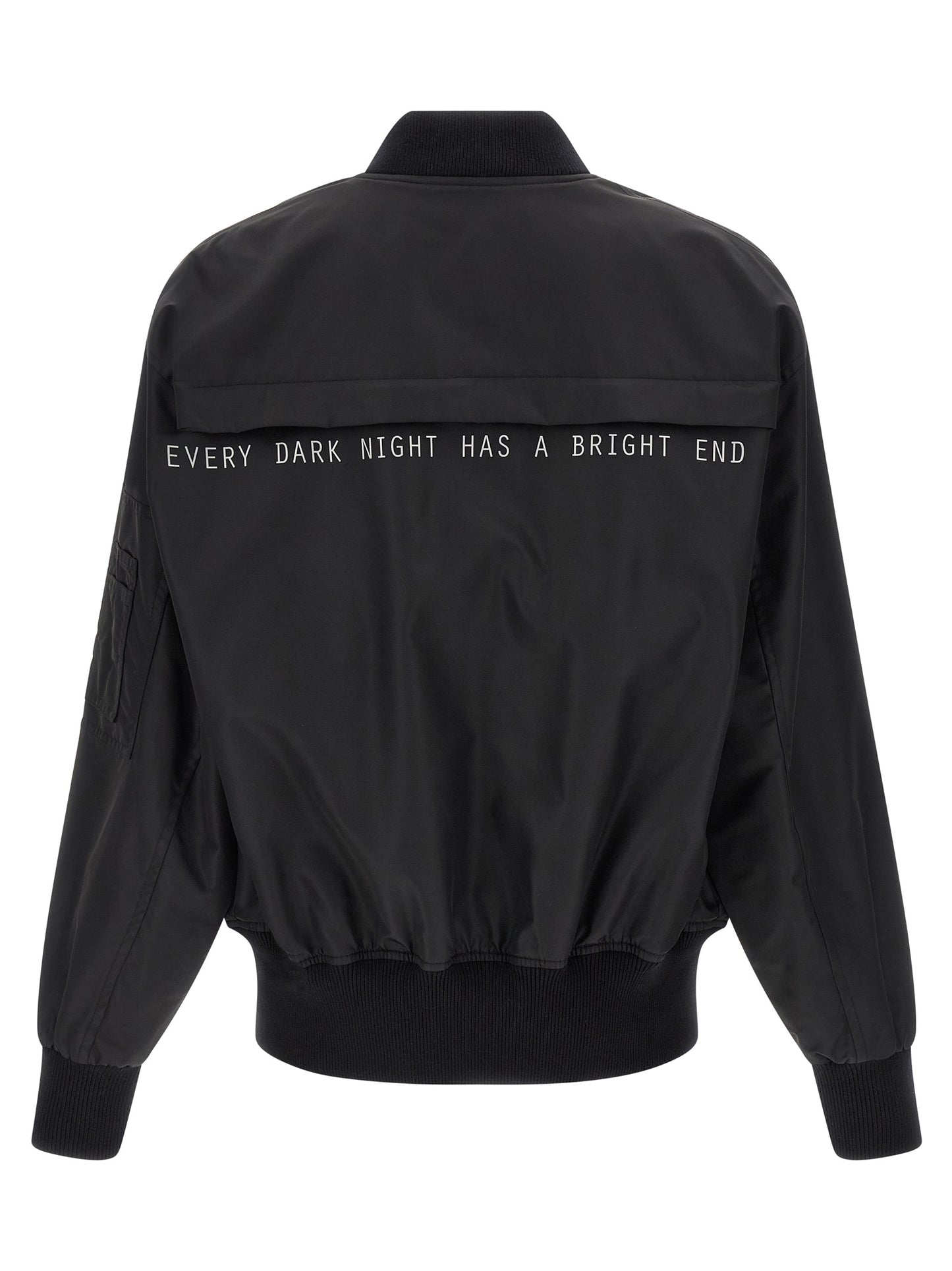 Bomber Jacket by 44 Label Group for men in polyamide satin black & print features a city-ready silhouette, detailed with and a city-ready high-neck neckline.