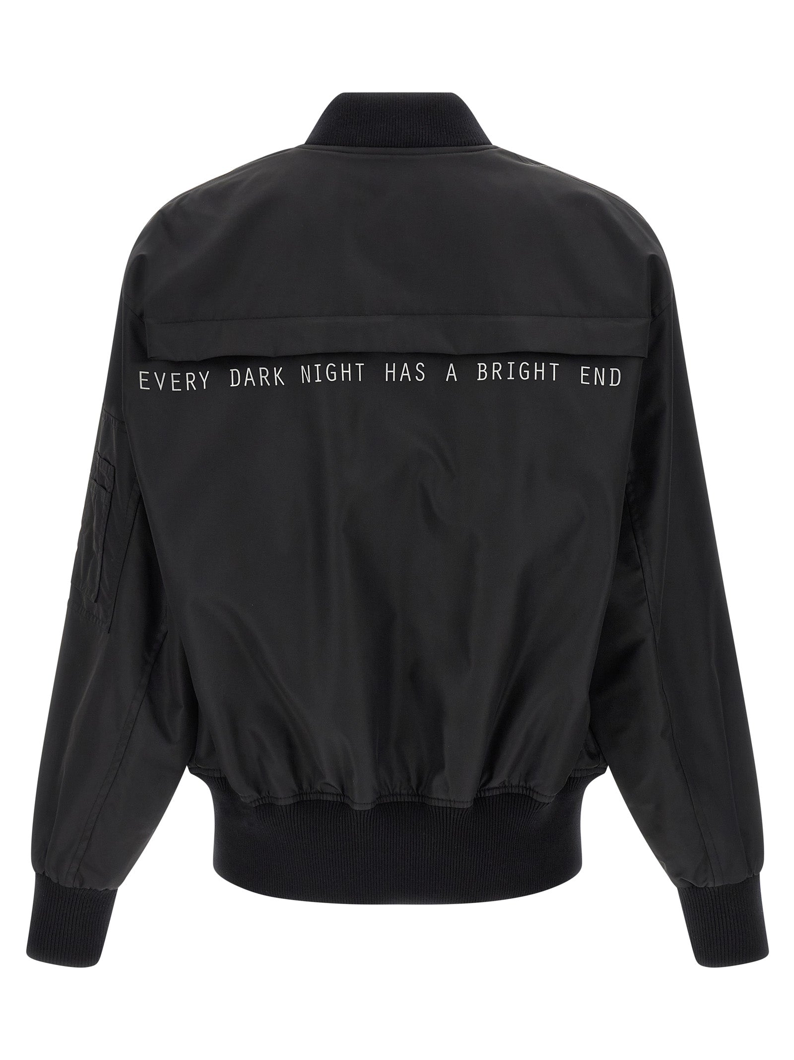 Bomber Jacket by 44 Label Group for men in polyamide satin black & print features a city-ready silhouette, detailed with and a city-ready high-neck neckline.