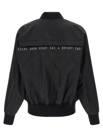 Bomber Jacket by 44 Label Group for men in polyamide satin black & print features a city-ready silhouette, detailed with and a city-ready high-neck neckline.