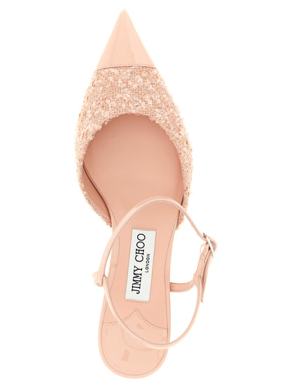 This Mid-Heel Ankle Strap Slingback Pumps Heels by Jimmy Choo for women in synthetic patent leather multicolor, pearl & pink presents a effortlessly chic silhouette from the Aren Women's Synthetic Patent Leather Mid-Heel Ankle Strap Slingback Pumps Heels collection, featuring a effortlessly chic mid-heel and effortlessly chic pointed toe style.