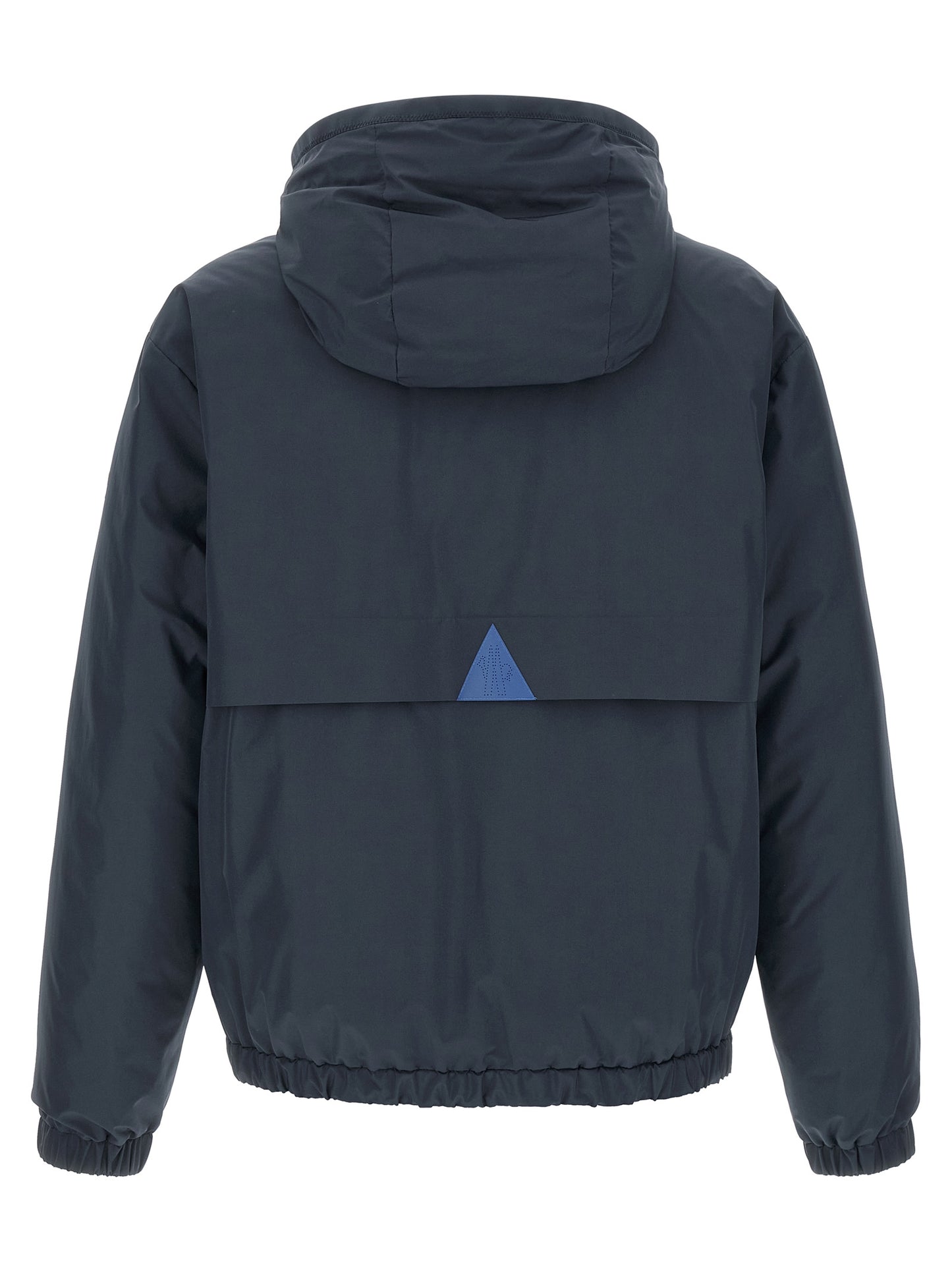 Hooded Windbreaker Jacket by Moncler Grenoble for men in polyamide goose-down & cotton blue showcases a urban chic silhouette, detailed with a urban chic hooded neckline and functional hooded, insulated & windproof for a polished finish.