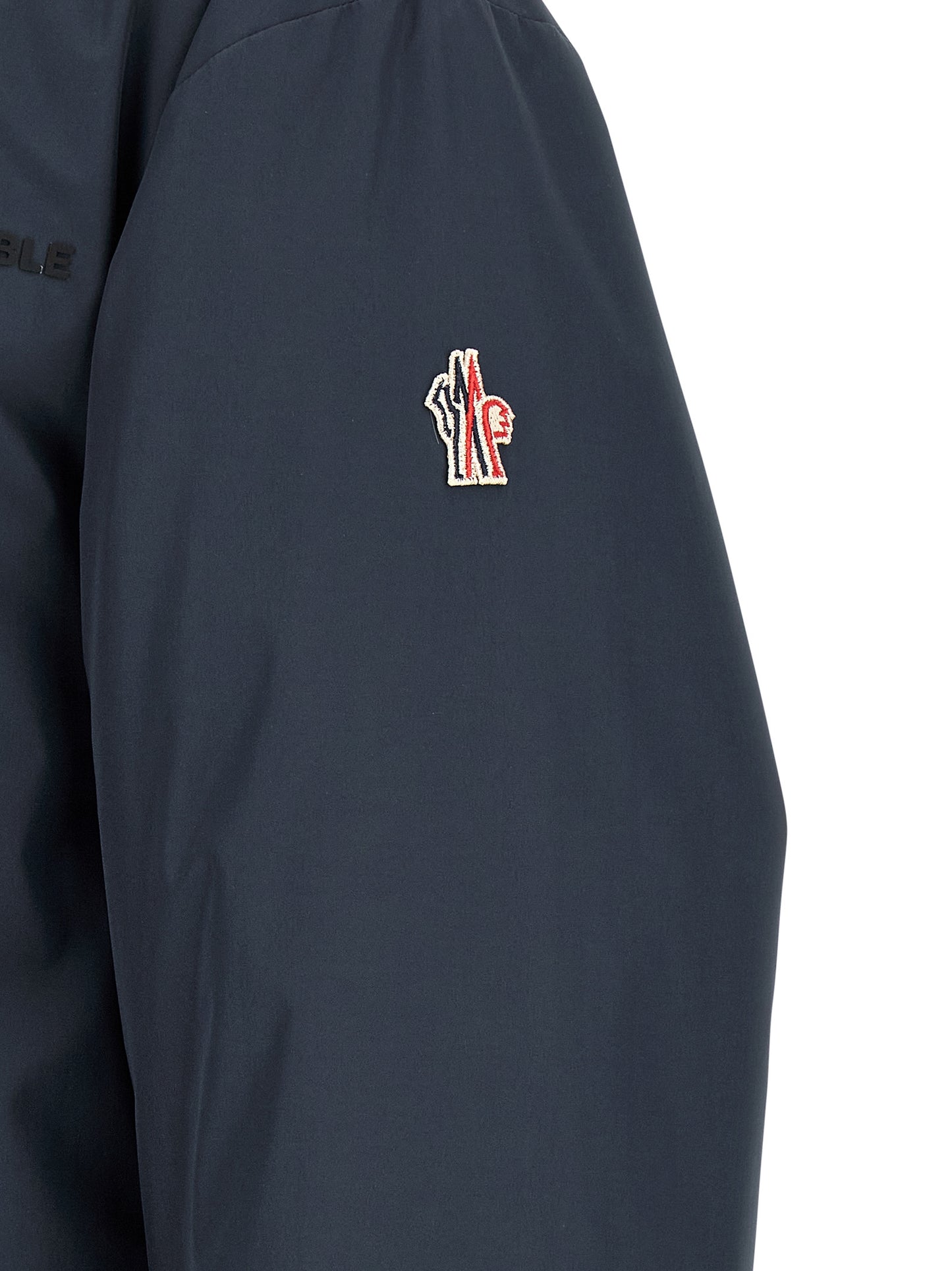 Hooded Windbreaker Jacket by Moncler Grenoble for men in polyamide goose-down & cotton blue showcases a modern silhouette, integrating hooded, insulated & windproof and a modern hooded neckline for a sophisticated finish.