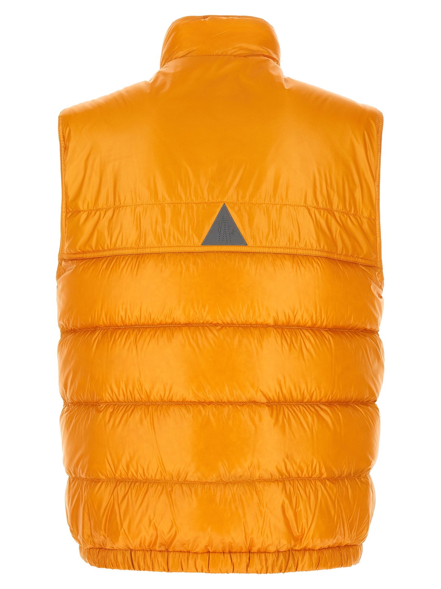 Vest by Moncler Grenoble for men in polyester bicolour & yellow showcases a dynamic silhouette, perfectly balancing insulated with a dynamic for a sophisticated, high-fashion look.