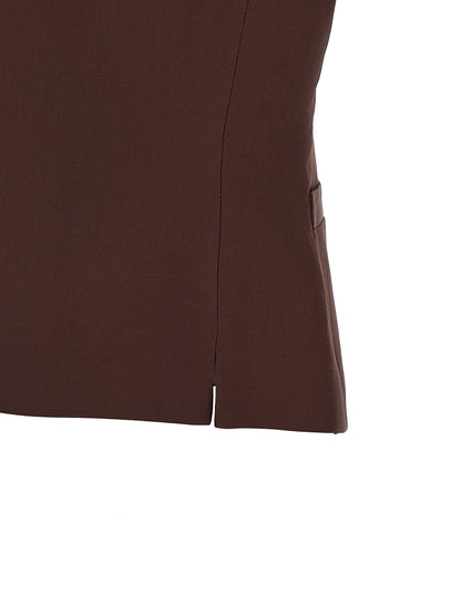 Vest by Alberto Biani for women in linen & viscose brown features a chic silhouette, expertly detailed with a refined and premium pockets for a truly chic look.