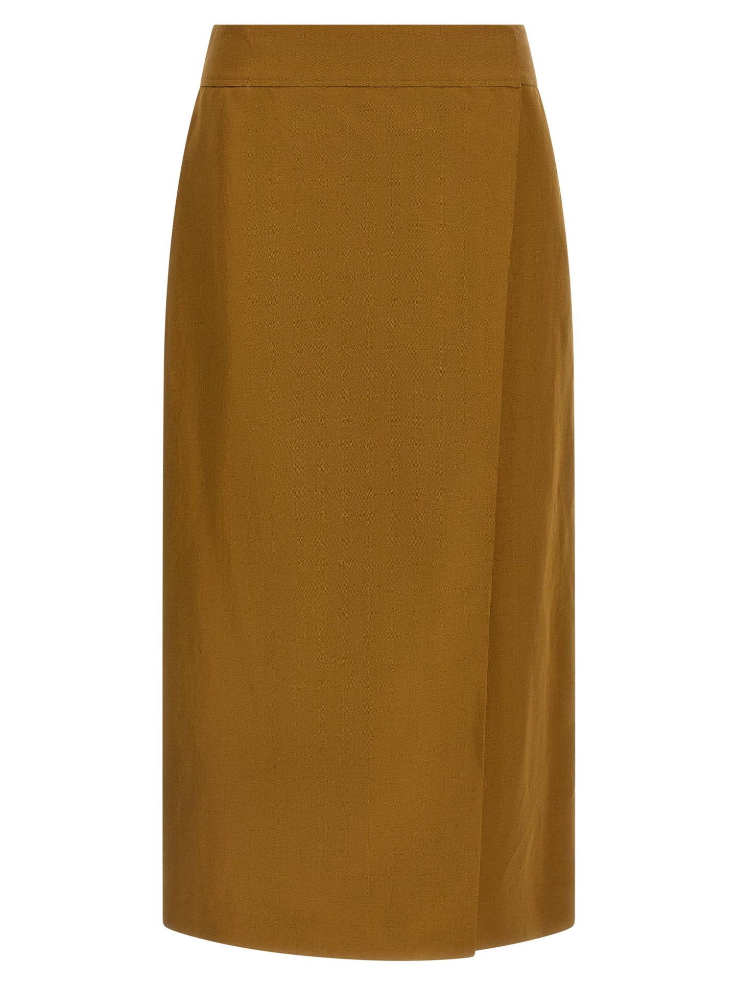 Skirt by Alberto Biani for women in linen & viscose brown features an tailored silhouette, artfully capturing the essence of Women's Linen & Viscose Midi Skirt in a sophisticated midi.