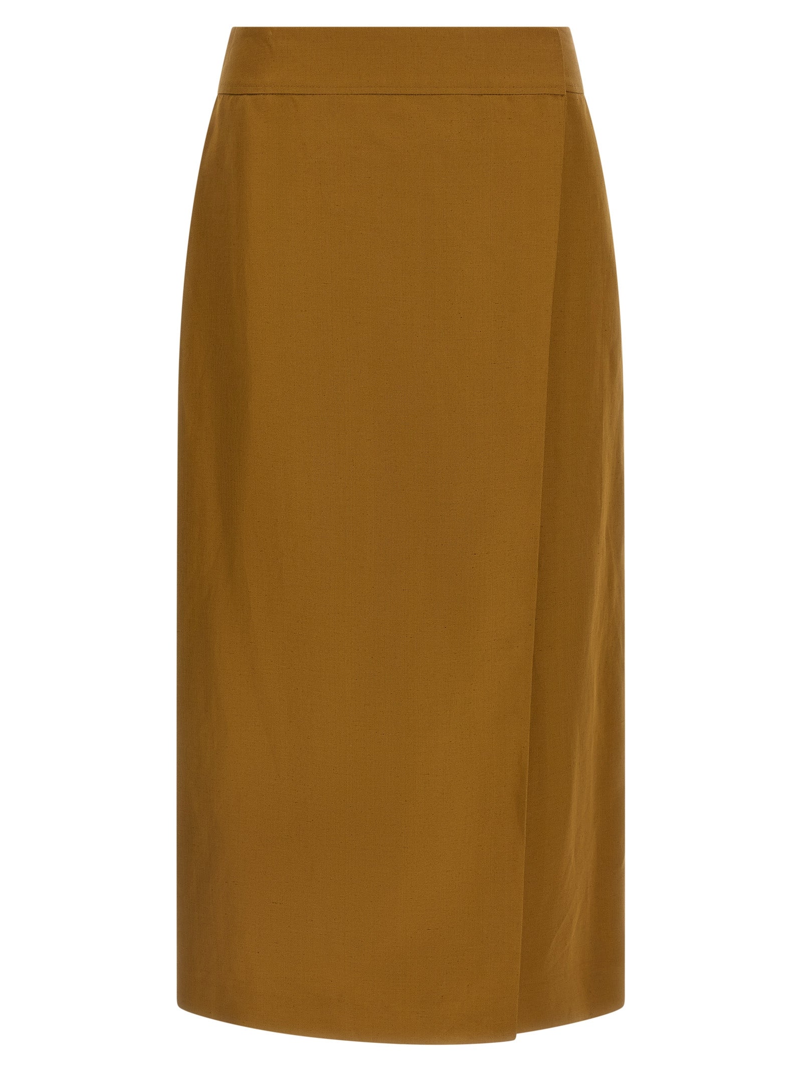 Skirt by Alberto Biani for women in linen & viscose brown features an tailored silhouette, artfully capturing the essence of Women's Linen & Viscose Midi Skirt in a sophisticated midi.