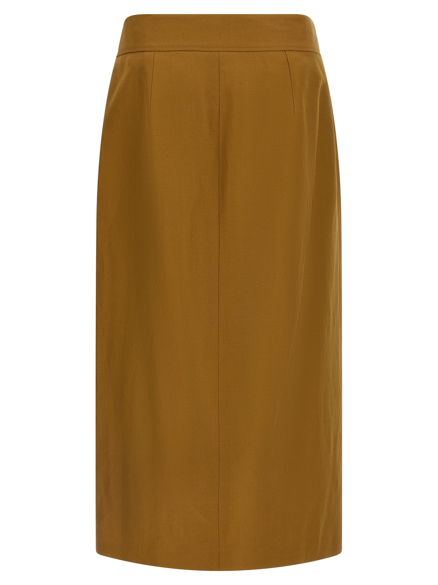 Skirt by Alberto Biani for women in linen & viscose brown features a sublime silhouette, showcasing the sublime design of the Women's Linen & Viscose Midi Skirt in a sophisticated midi.