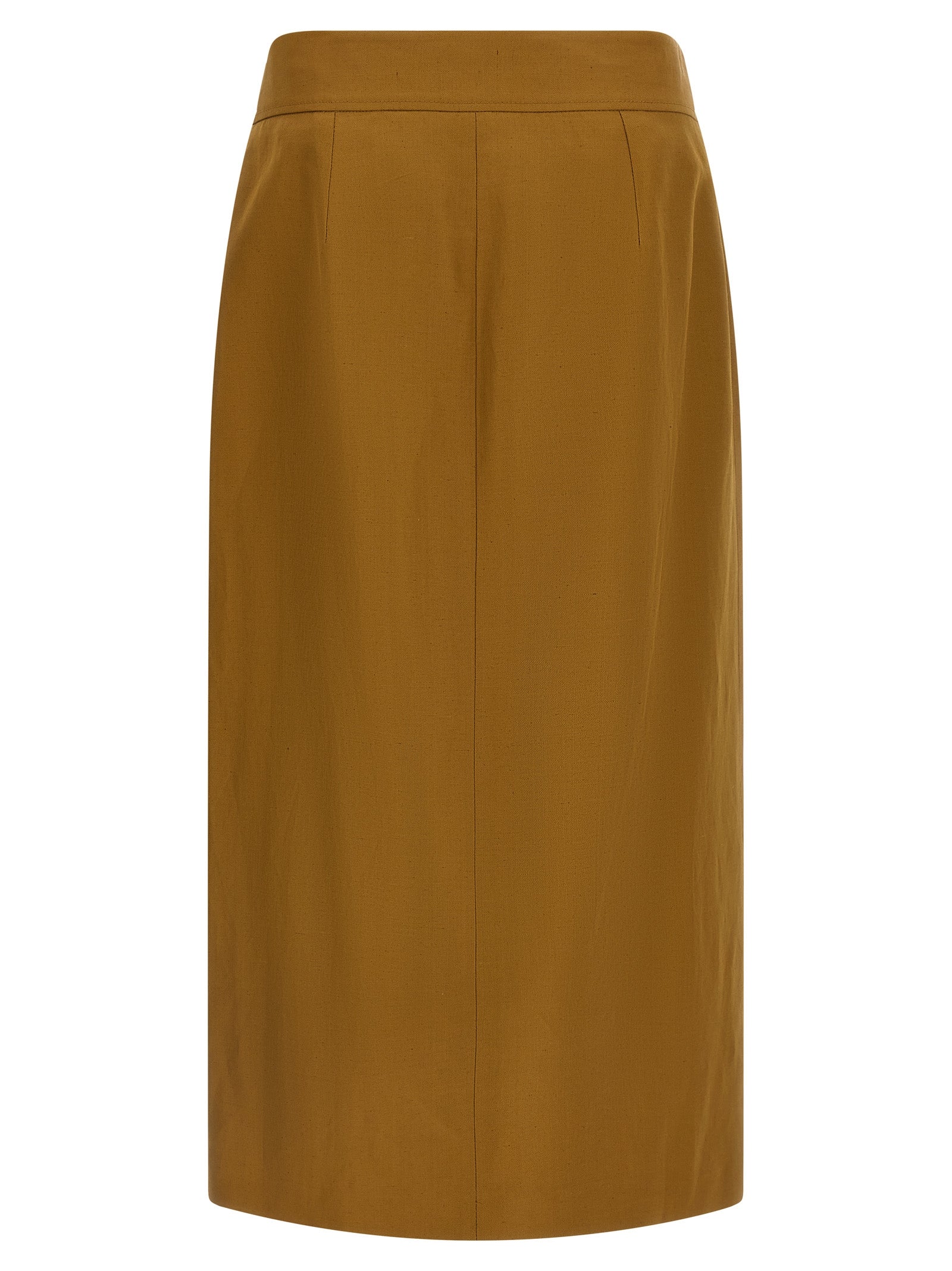 Skirt by Alberto Biani for women in linen & viscose brown features a sublime silhouette, showcasing the sublime design of the Women's Linen & Viscose Midi Skirt in a sophisticated midi.