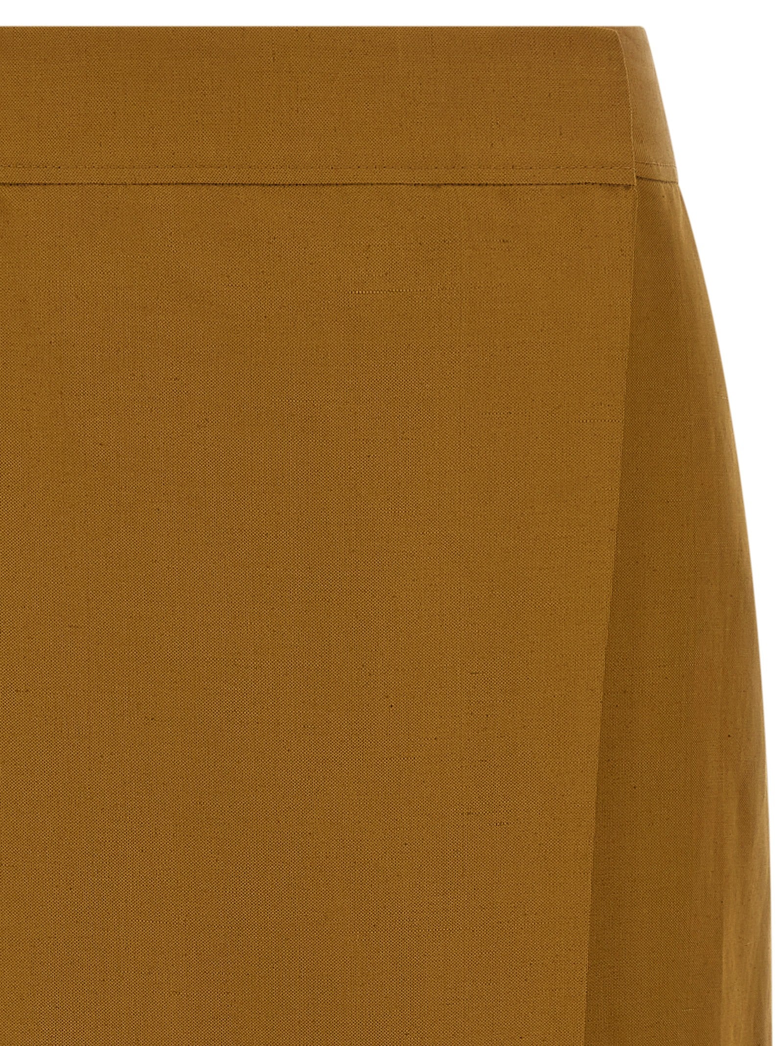 Skirt by Alberto Biani for women in linen & viscose brown features an relaxed-yet-refined silhouette that elegantly showcases the Women's Linen & Viscose Midi Skirt design and sophisticated midi.