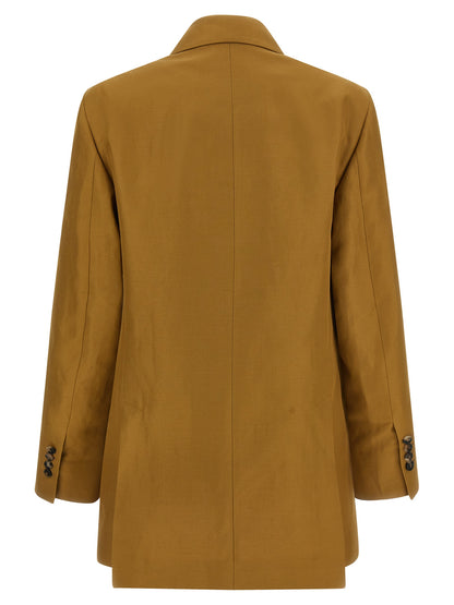 Blazer by Alberto Biani for women in linen & viscose brown & horn features an sartorial silhouette, showcasing a sophisticated and sartorial for a truly sartorial finish.