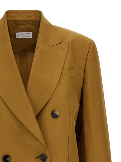 Blazer by Alberto Biani for women in linen & viscose brown & horn features an crisp silhouette with sophisticated and a crisp for a truly crisp finish.