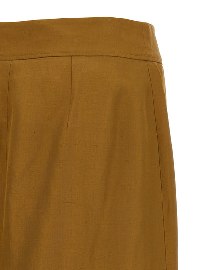 Skirt by Alberto Biani for women in linen & viscose brown features an tailored silhouette, artfully capturing the essence of Women's Linen & Viscose Midi Skirt in a sophisticated midi.