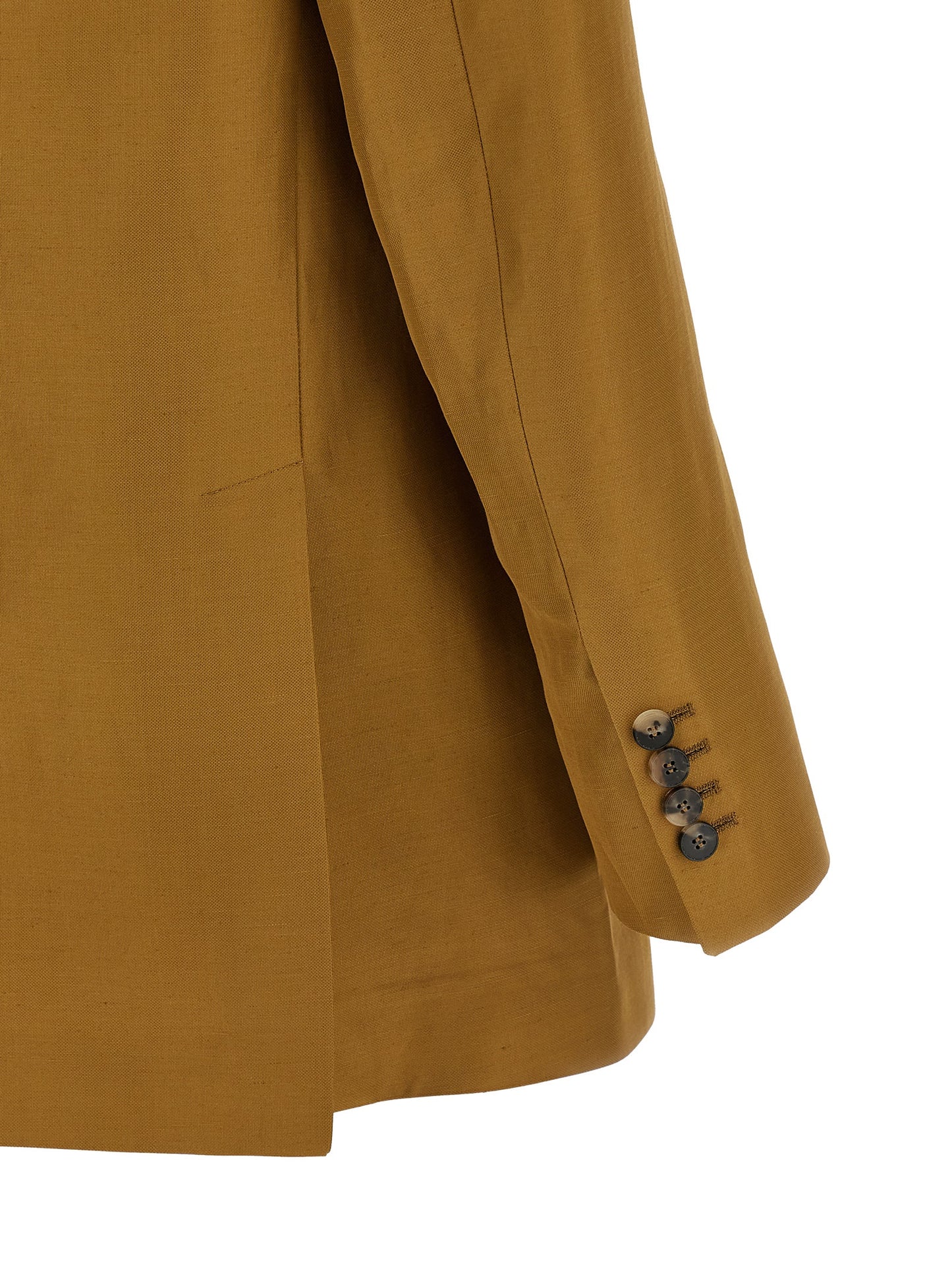 Blazer by Alberto Biani for women in linen & viscose brown & horn showcases a polished silhouette, highlighted by a refined and polished for a sophisticated finish.