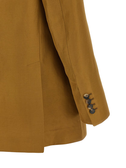 Blazer by Alberto Biani for women in linen & viscose brown & horn showcases a polished silhouette, highlighted by a refined and polished for a sophisticated finish.