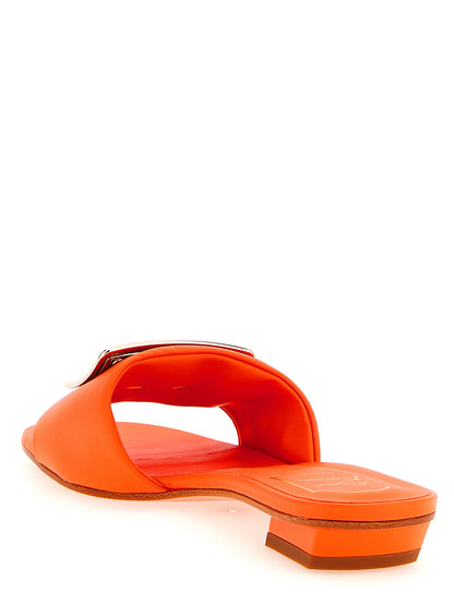 Mid-Heel Sliders Sandals Pumps Heels by Roger Vivier for women in nappa lamb leather orange showcases a exquisite silhouette, perfectly accentuating Belle Vivier Women's Nappa Lamb Leather Mid-Heel Sliders Sandals Pumps Heels with a exquisite mid-heel and exquisite .