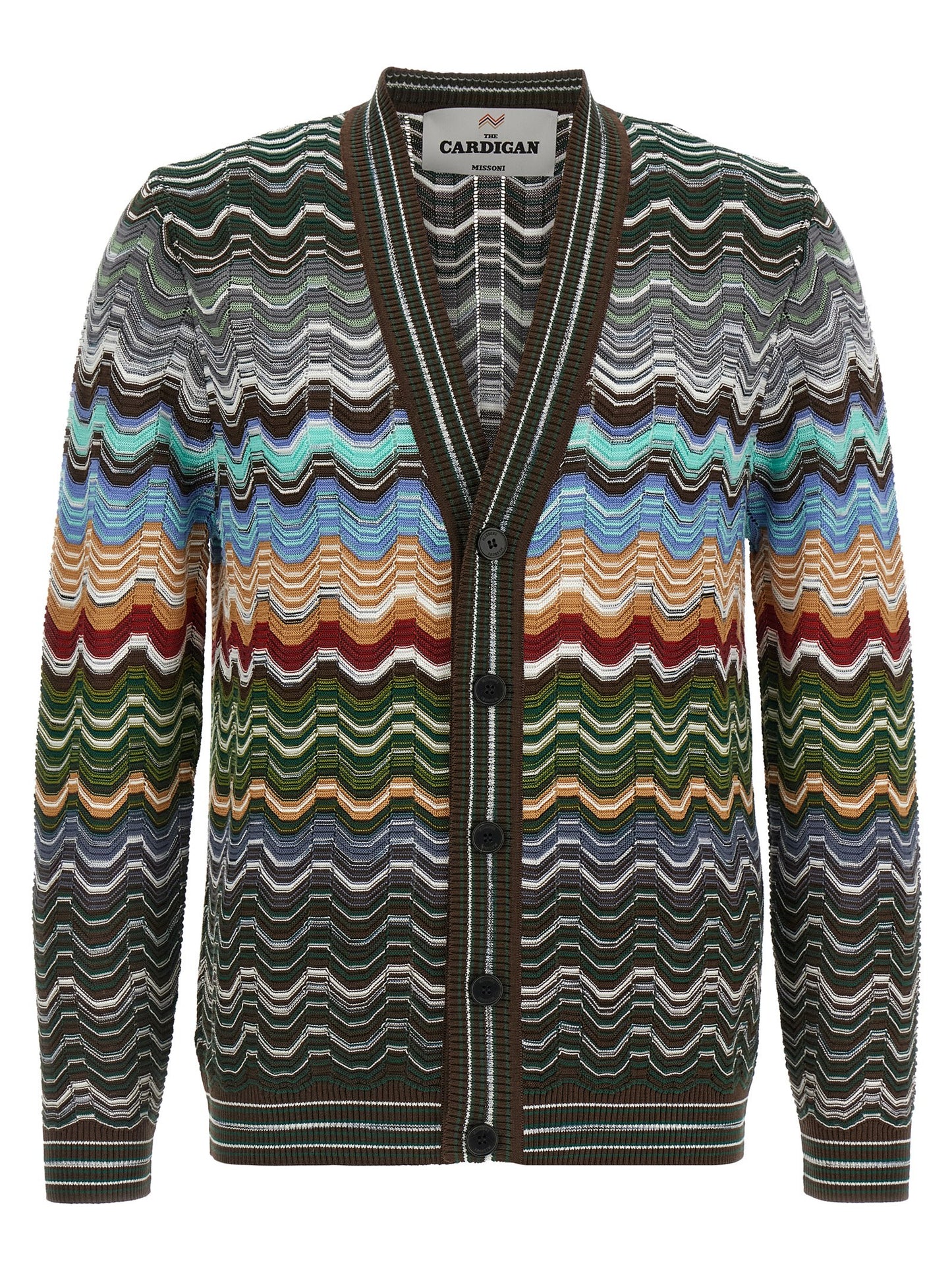 Cardigan by Missoni for men in viscose cotton multicolor, patterned & chevron features an impeccable silhouette, showcasing a sophisticated v-neck neckline and long-sleeve detail for a truly impeccable finish.