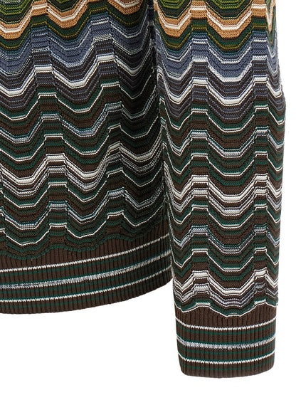 Cardigan by Missoni for men in viscose cotton multicolor, patterned & chevron features an crisp silhouette, showcasing a sophisticated and detail for a truly crisp finish.